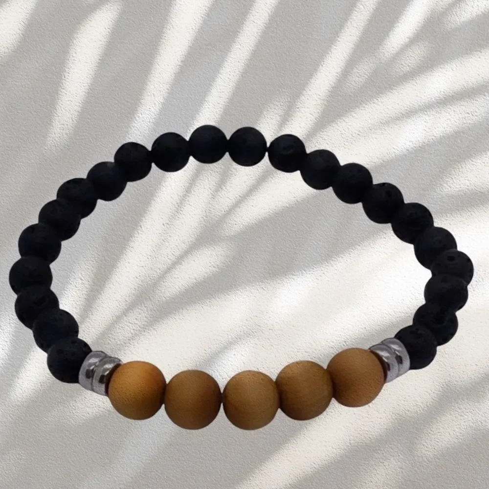 NWT Wool + Pepper Co. Mens Lava & Wood Bracelet